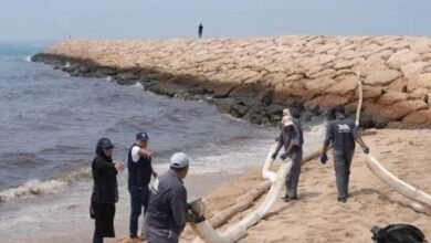 تنظيف سواحل قشم النفط