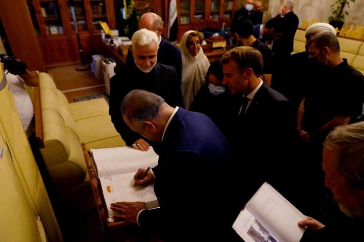 رئیس‌جمهور فرانسه به کاظمین رفت + تصاویر
