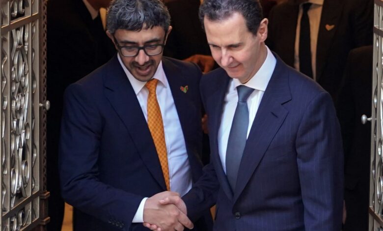 وزیر خارجه امارات و رئیس جمهور سوریه