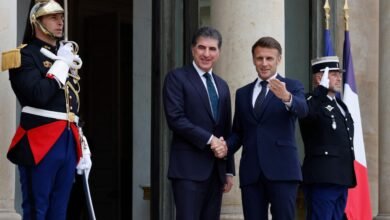 رئیس جمهور فرانسه و رئیس اقلیم کردستان عراق