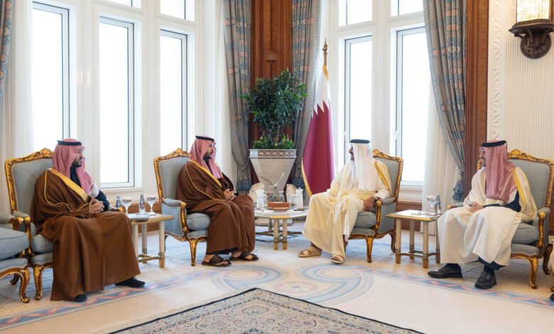 امیر قطر و وزیر دفاع عربستان